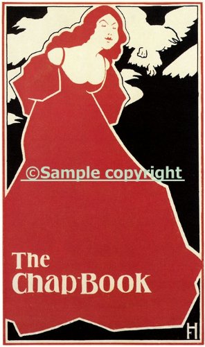 THE Chap Book Lady Geil Red Dress Birds Art Nouveau 10