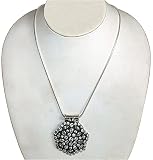 Silver Pendant with White Cut Stone Gemstones 2 " - Birthday Gifts (pndt534)