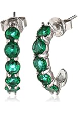 Sterling Silver Round Gemstone "J" Hoop Earrings