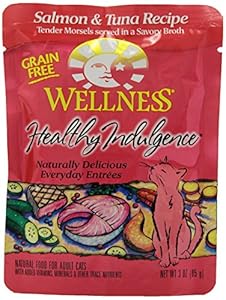 Wellness 24-Pack Healthy Indulgence Salmon and Tuna Recipe Cat Food, 3-Ounce Pouch Wellness 24-Pack Healthy Indulgence Salmon and Tuna Recipe Cat Food, 3-Ounce Pouch