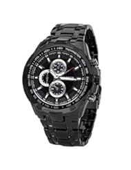 Wireless: Fanmis Black Stainless Steel Luxury Sport Analog Quartz Clock Mens Wrist Watch - Multibuysale