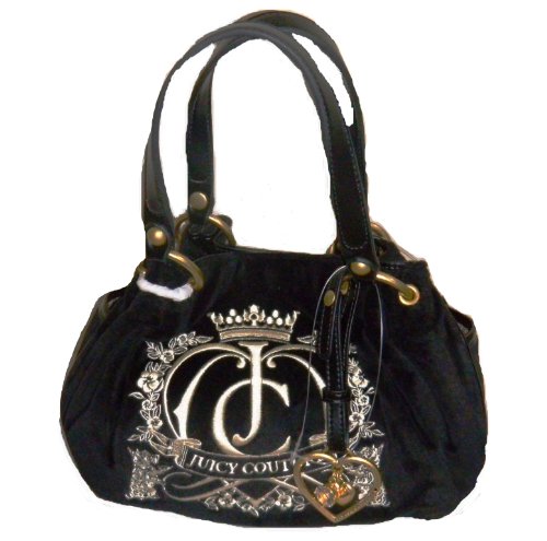 Juicy Couture Black Velour Crown Crest Baby Fluffy 