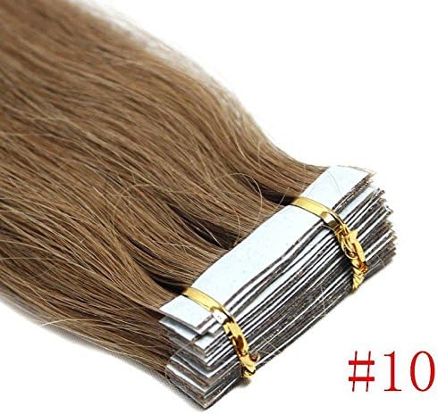 Top 16" 18" 20" 22" 24" Remy Tape-in Hair Skin Weft Real 100% Human Hair Extensions (16inch 30g/20pcs, #10 medium golden brown)