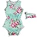 Jastore® Baby Girls' Cotton Floral Pom Romper Summer Jumpsuit with Headband