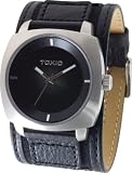 Mens Black Wide Leather Cuff Fashion Watches by Toxic TXL-30046-O-RL