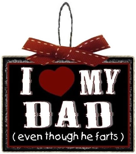Christmas Decorations Funny Dad I Love My Dad Even Though He Farts Christmas Tree Ornament Dad Gift with Red Ribbon and Twisted Wire