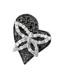 0.55 Carat (ctw) 10K White Gold Round Black White Diamond Butterfly Heart Pendant