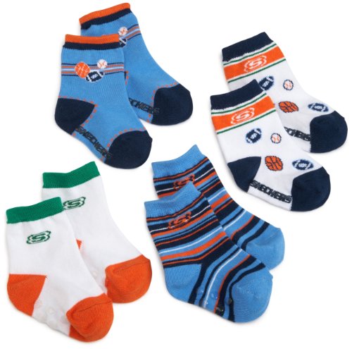 Skechers Infant Boys 4 Pack Socks, Basketball, 2-4T
