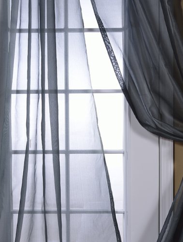 Grey Silk Organza Sheer Curtains & Panels