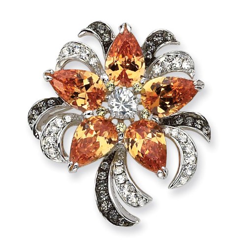 Black Diamond Flower Brooch Pin