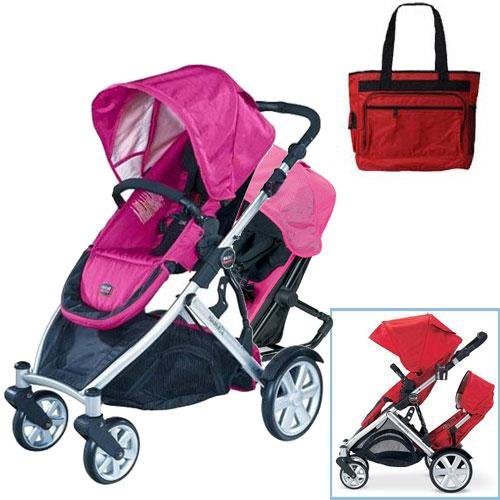 <br />Britax U281784KIT1 B-Ready Stroller and 2nd Stroller Seat with Diaper Bag - Pink