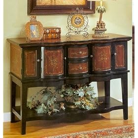 Maroon And Black Finish Console Cabinet by 