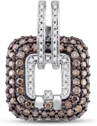 10K White Gold Round Brilliant Cut Channel Set Chocolate Brown and White Diamond Pendant - (2.27 cttw.)