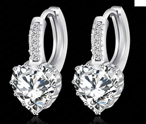 Platinum Plated Luxury Hoop Earring Inlay Zircon Fashion Brilliant Heart Ladies Wedding Earring