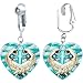 Handcrafted Heart Embraced Wing Cross Clip On Earrings