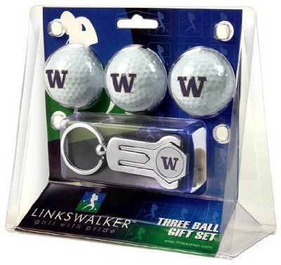 Washington Huskies 3 Golf Ball Gift Pack W/ Hat Clip - Ncaa College Athletics