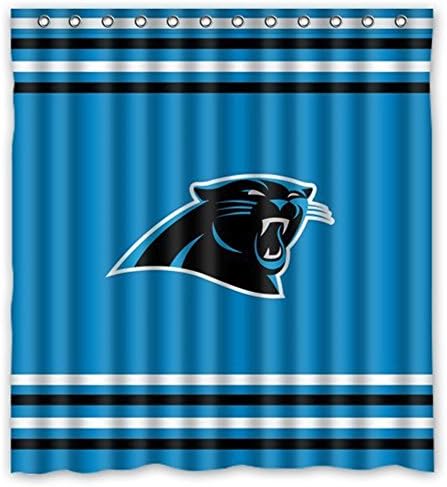 Saoor NFL Carolina Panthers Pattern Fashion Custom Waterproof Polyester Fabric Bathroom Shower Curtain with 12 Hooks 60"(w) x 72"(h)- Bathroom Décor