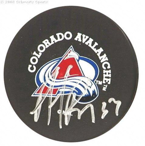 Buy Patrick Roy Colorado Avalanche Autographed Logo Hockey Puck by Schwartz Sports