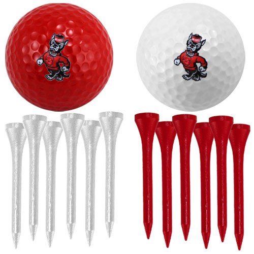 North Carolina State Wolfpack Two Golf Balls And Twelve Tees Set