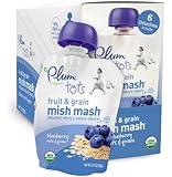 Plum Organics Tots Fruit and Grain Mish Mash, Blueberry, Oats and Quinoa, 3.17 Ounce Pouches (Pack of 12)