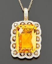 Le Vian 14k Gold Citrine (16-1/4 ct. t.w.) & Diamond (3/4 ct. t.w.) Wave Pendant