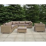 Modena Modular - Garden Sofa Set - Coffee Table + 6 Seats - Rattan, Natural