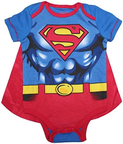 2 PCS SET Baby Boys Superman One-Piece Romper with Removable Cape 3-6M Multicolor