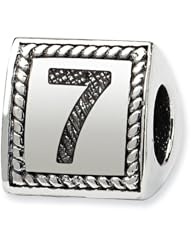 Sterling Silver Number 7 Triangle Block Charm Bead Fits Pandora Chamilia Biagi Bracelet