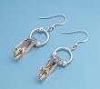 Sterling Silver Earrings with Smoked Clear Crystal Stones - 31 mm