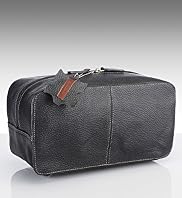 Leather Dual Zip Fastening Washbag Leather Dual Zip Fastening Washbag