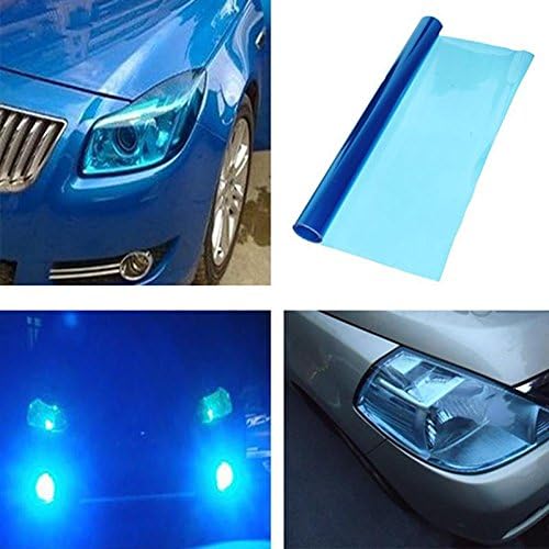 12 by 40 inches Auto Car Sticker Smoke Fog Light HeadLight Taillight Tint Vinyl Film Sheet Car Decoration Decals(Blue)