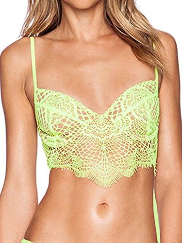 Skivvies by For Love and Lemons Bat Your Lashes Underwire Bra Neon Green/ Highlighter