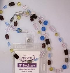 ID Necklace with Safety Breakaway Clasp Multi Colored Beads