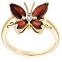 Yellow Gold Overlay Sterling Silver Garnet w/ Diamond Accent Butterfly Ring
