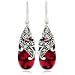 Sterling Silver Marcasite & Garnet-Colored Glass Teardrop Earrings