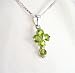 Birthstone August Peridot Green Crystal Hearts Sterling Cross Necklace, 18