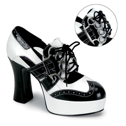 Womens Gangster Shoes 3 3/4 Inch Sexy Mid Platform Black White Theatre Costumes