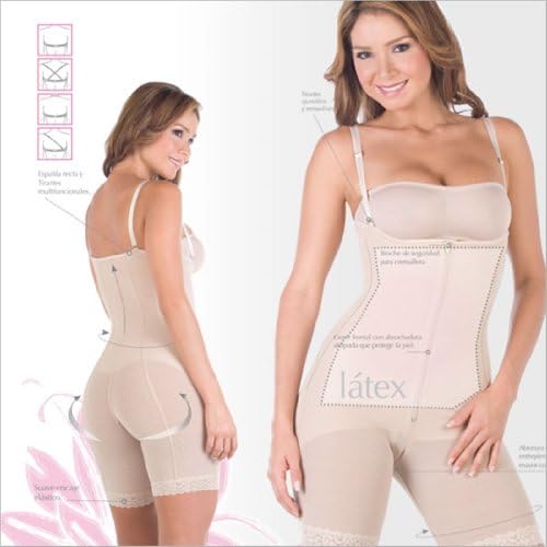 Body Shapers For Women Powernet with Latex Braless Body Girdle Capri Length ...