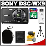 Sony Cyber-Shot DSC-WX9 16.2 MP Digital Camera (Black) with 4GB Card + Case ....