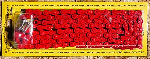 Made In Taiwan! YABAN COLORED BICYCLE CHAIN - All Red, 1/2"X1/8" X 112L, FOR SINGLE 1-SPEED, FIXIE FIXED GEAR ROAD BIKES AND BEACH CRUISER BIKES