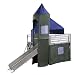 Boys Blue & Green Twin Tent Bunk Bed with Slide