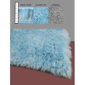 Flokati Faux Fur Rugs 6' x 9' (BLUE)