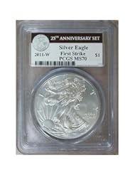 Coins: 2011 W American Silver Eagle 25th Anniversary Dollar PCGS MS70 First Strike