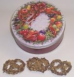 Scott's Cakes Milk Chocolate Covered Pretzel with Walnuts in a Mini Wreath Tin