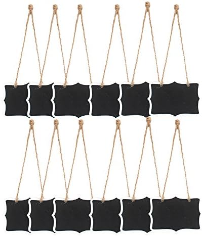WENXIU 12pcs Mini Retangle Chalkboard Hanging Tags Chalk Blackboard Table Numbering Party Favors For Wedding Christma