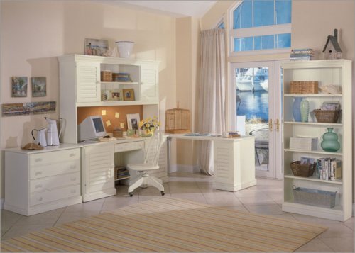 Riverside Furniture Coastal Office Series Coastal Computer Desk with Peninsula Return Office Set in