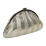 Whiting and Davis Matte Shine Stripes Frame Clutch