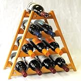 Wine Rack Wood -10 Bottles Hardwood Stand -Oak