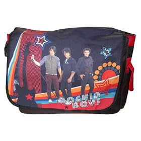 New Jonas Brothers Rockin Boys Messenger Bag Tote - Black / Red