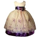 Girls Easter Dress - Rich Purple Satin and Embroidery (Size 12) NEW